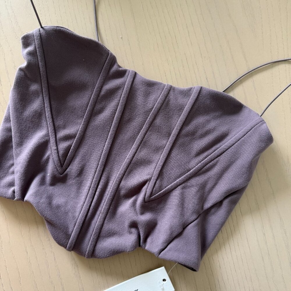 Joah Brown Contour Corset Cropped Tank in Sueded Mauve Purple  S/M Retail $98 - Picture 5 of 5